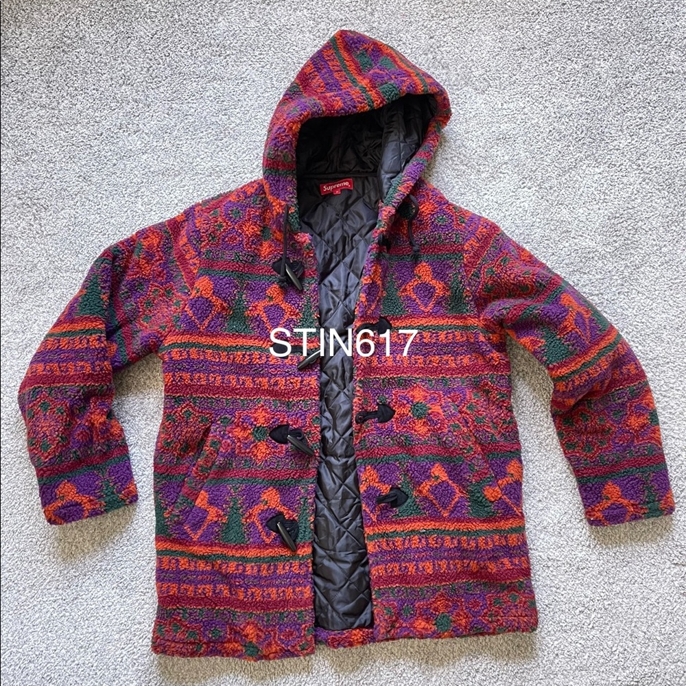 NWOT Supreme SS16 Sherpa Fleece Toggle Jacket Med Magenta Patagonia